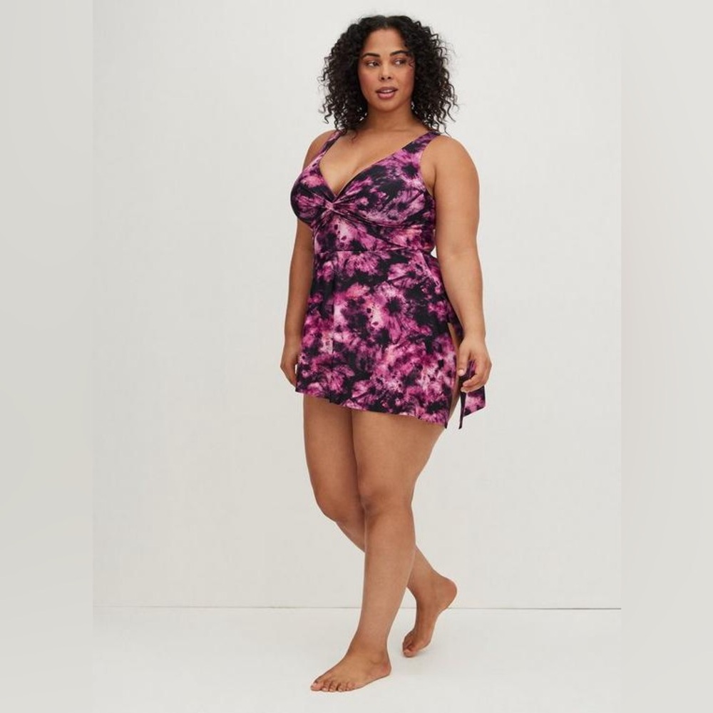 Torrid Pink and Black Tie-Dye One Piece Swimsuit